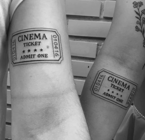 Movie Theater Tattoo Ideas, Concert Ticket Tattoo Ideas, Silver Linings Playbook Tattoo, Movie Ticket Tattoo Ideas, Cinema Ticket Tattoo, Movie Theater Tattoo, Tattoos For Movie Lovers, Movie Ticket Tattoo, Ticket Tattoo Ideas