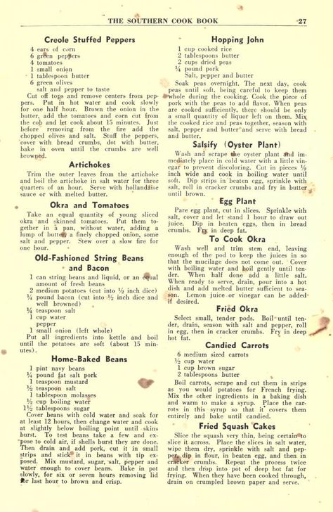 Wartime Recipes, Southern Cookbook, Historical Recipes, Louisiana Creole, Southern Cooking Recipes, Hoppin John, Southern Recipes Soul Food, Recipe Journal, Heirloom Recipes