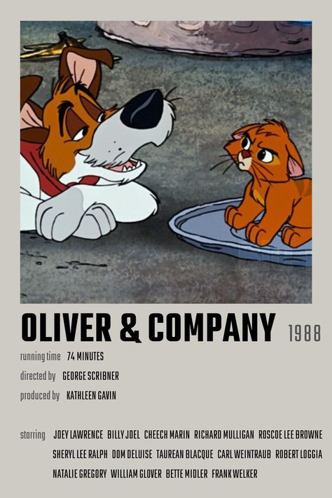 Oliver And Company Poster, Oliver & Company Disney, Oliver In Company, Old Animated Movies, Oliver Company, Old Disney Movies, Good Animated Movies, Animated Movie Posters, The Grinch Movie