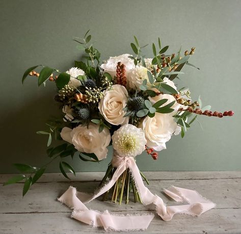 Dahlia And Eucalyptus Bouquet, White Autumn Bouquet, White Dahlia And Rose Bouquet, Cafe Au Lait Dahlia Bouquet Wedding, Cafe Au Lait Dahlias Bouquet, Classic White, White Roses, Dahlia, Seeds