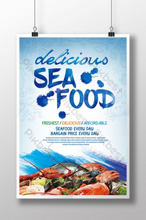 Blue delicious seafood promotion poster#pikbest#Templates#Poster#Food Seafood Poster Design, Fish Poster Design, Fish Banner, Round Island, Ocean Food, Restaurant Layout, Bbq Seafood, Hotel Menu, Seafood Shop