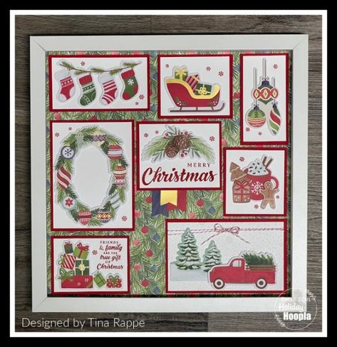 Scrapbook Shadow Box, Christmas Card Layouts, Merry Christmas Friends, Spinner Card, Card Sketches Templates, Neighbor Christmas Gifts, Shadow Box Art, Christmas Paper Crafts, Stampin Up Christmas