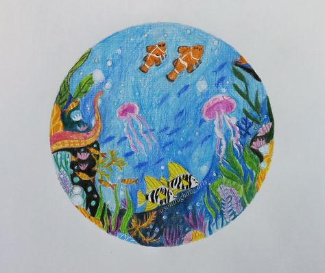 Ocean Day Drawing, Underwater World Drawing For Kids, Save Ocean Poster Drawing, Underwater Dreamland Drawing, Underwater Scenery Drawing, Sea World Drawing, Underwater Scene Drawing, Underwater Art Drawing, Underwater World Drawing