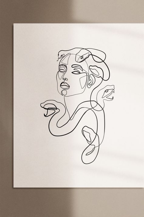 Medusa Doodle, Gorgon Mythology, Snake Line Art, Minimal Sketch, Slytherin Costume, Art Abstrait Ligne, Drawing Minimal, Instagram Minimalist, Withdraw Money