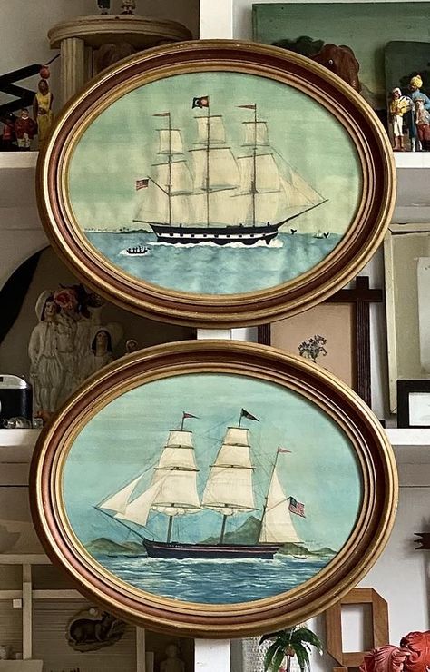 Best Paintings, Nautical Aesthetic, Arte Folk, Maritime Art, Antique Frame, Nautical Art, Vintage Nautical, Hyperrealism, Day For Night