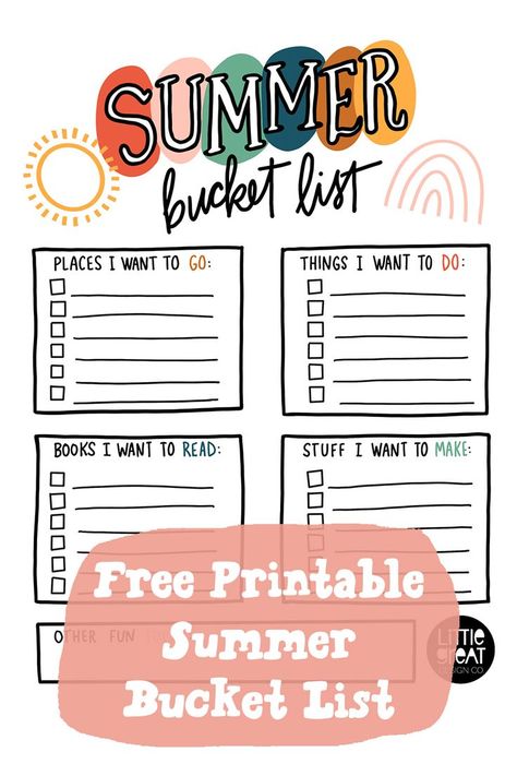 Summer Bucket List 2024 Printable, Holiday Planner Printables Free, Summer Bucket List Template, Holiday Planner Printables, Printable Summer Bucket List, Productive Summer, Printable Bucket List, Summer Printables, Writing Lists