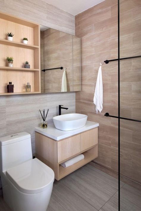 Bathroom With Tan Tile, Contemporary Scandinavian Interior, Interior Design Toilet, Scandanavian Interiors, Scandi Interior Design, Japandi Bathroom, Japandi Home Decor, Japandi Interior Design, Japandi Interiors