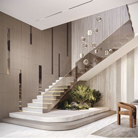 Double Height Staircase Wall Design Modern, Staircase Wall Design Modern Luxury, Staircase Design Modern Luxury Homes, Double Height Staircase Wall Design, Double Height Hallway, Duplex Stairs, Staircase Wall Design, درابزين السلم, Turkey Luxury