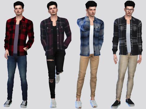 McLayneSims' Jonas Flannel Shirt Sequin Tube Dress, Denim Dye, Sims Clothes, Boy Tattoos, Long Tee, Mens Flannel Shirt, Mens Flannel, Sims 4 Cc Finds, Sims 4 Clothing