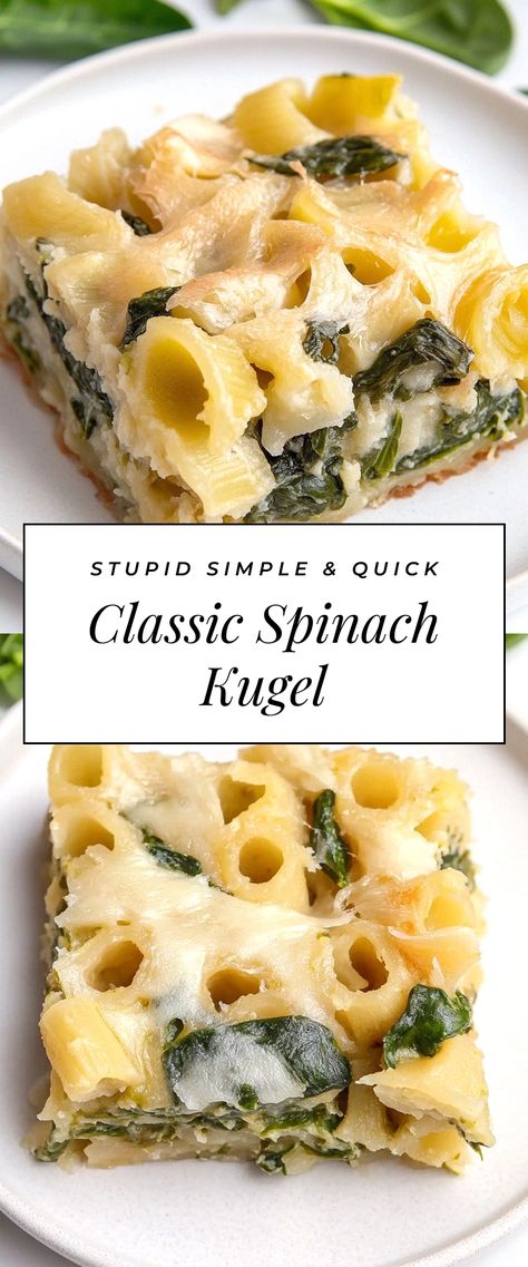 Image for Classic Spinach Kugel Easy Kugel Recipes, Spinach Kugel Recipe, Spinach Souffle Recipe, Cooked Spinach Recipes, Jewish Meals, Kugel Recipes, Spinach Casserole Recipes, Spinach Souffle, Spinach Casserole