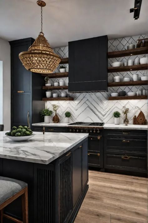 Stylish Kitchen Pattern and Texture New Classic Interior, Gourmet Kitchen Design, Grey Painted Kitchen, Trendy Kitchen Design, Kitchen Pattern, Tree Decoration Ideas, Kitchen Floors, Contemporary Kitchens, Gray And White Kitchen