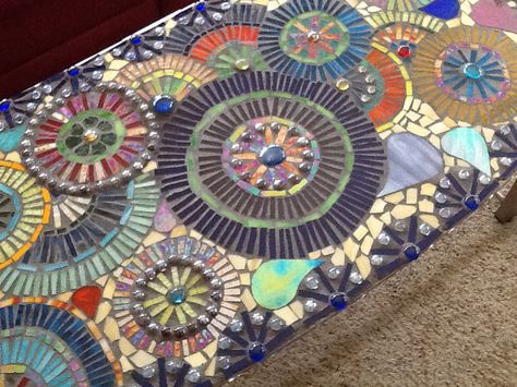 Rectangle Mosaic Table, Mosaic Coffee Table, Rectangle Coffee Table, Mosaic Table, Glass Work, Design Square, Mosaic Crafts, Mosaic Art, Geometric Design