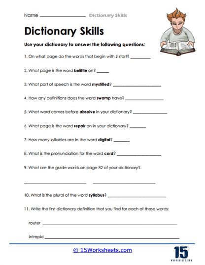 Dictionary Skills #4 Worksheet - 15 Worksheets.com Dictionary Skills Worksheet, Dictionary Worksheets, Writing Skills Worksheets, Dictionary Activities, Dictionary Meaning, Dictionary Skills, Improve Reading Comprehension, Guide Words, Improve Your Vocabulary