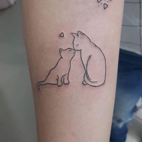 Tattoo Gato, Cherry Blossom Tree Tattoo, Kitten Tattoo, Blossom Tree Tattoo, Mom Daughter Tattoos, Dog Memorial Tattoos, Cool Wrist Tattoos, Cat Tat, Cat Tattoos