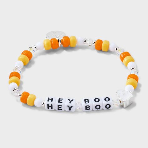 Tagline: You're boo-tiful Description: It's not just fall; it's spooky season. Get ready for the best time of the year with this exclusive "Hey Boo" bracelet from Little Words Project®, featuring a custom friendly ghost casted bead. This playful accessory adds a touch of Halloween spirit to any look! This Little Word™is more than just a bracelet. It’s your key to inspiring a kinder world. Wear your word as long as you need it. When you’re ready, pass it on to someone else who needs it more. Each Bracelets For Your Crush, Thanksgiving Bracelets For Kids, Cookie Monster Bracelet, Halloween Friendship Bracelet Beads, Pink Halloween Bracelet, Beaded Bracelet For Boyfriend, Halloween Beaded Bracelets Diy, Halloween Inspired Bracelets, Halloween Horror Nights Friendship Bracelets