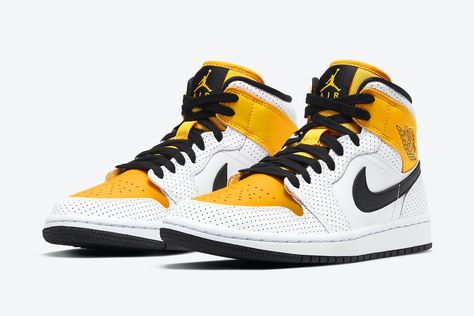 Sneaker Bar Detroit on Twitter: "Air Jordan 1 Mid “University Gold” on the way https://t.co/C9YD1UJQlo… " Air Jordan 1 Mid White, Jordan 1 Mid White, Jordan Model, Nike Air Jordan 1 Mid, Womens Air Jordans, Jordan 1 High Og, Air Jordan 6, Nike Air Jordan 1, Perforated Leather