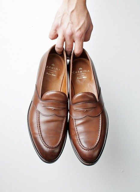 Carmina Shoemaker Full Strap Penny Loafers | In their Uetam … | Flickr Penny Loafers Men Outfit, Men Shoes Casual Loafers, Brown Loafers Men, Mens Driving Loafers, Brown Formal Shoes, Casual Sneakers For Men, Loafers Men Outfit, King Shoes, Shoe Advertising