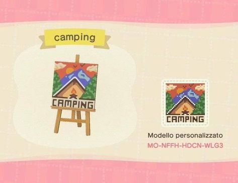 Acnh Campground Ideas, Designs For Animal Crossing, Acnh Signs, Acnh Custom Designs, Animal Crossing 3ds, Animal Crossing Qr Codes Clothes, Animal Crossing Wild World, Qr Codes Animal Crossing, Camping Signs