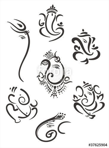 Download the royalty-free vector "Ganesh, Hindu deity , India" designed by NH7 at the lowest price on Fotolia.com. Browse our cheap image bank online to find the perfect stock vector for your marketing projects! Ganpati Symbol, Shiva Symbol, Elephant Meaning, Arte Ganesha, Ganesh Design, Ganesh Tattoo, Hindu Symbols, Ganesha Drawing, Ganesh Art Paintings