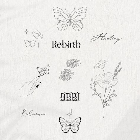 Rebirth Tattoo New Beginnings, Rebirth Tattoo, Small Phoenix Tattoos, Flash Sheets, Petit Tattoo, Fineline Tattoo, Mini Tattoo, Tiny Tattoo, Line Art Tattoos