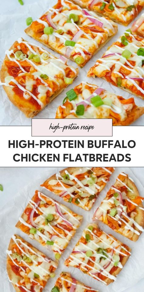 Enjoy a homemade flatbread pizza with this easy flatbread recipe. Perfect for a flatbread dinner, it's a healthy flatbread option that's also a protein pizza. Make a healthy high protein pizza for a delicious and nutritious meal! Protein Flatbread, Flatbread Dinner, Easy Flatbread Pizza Recipes, Buffalo Chicken Flatbread Pizza, Healthy Flatbread Pizza, Homemade Flatbread Pizza, Buffalo Chicken Flatbread, Easy Flatbread Pizza, Buffalo Chicken Pizza Recipe