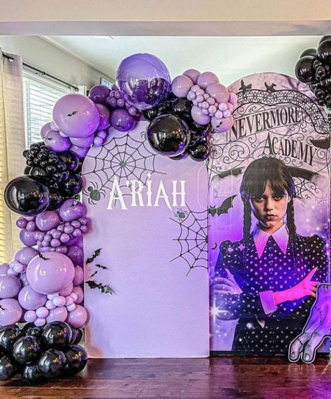 Wednesday Party Decorations, Wednesday Balloon Decor, Wednesday Addams Backdrop, Wednesday Backdrop, The Addams Family Party, Wednesday Decoration Party, Wednesday Birthday Theme, Addams Family Party, Addams Family Theme Party