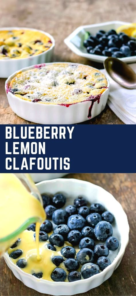 Simple Fruit Desserts, Blueberry Clafoutis, Clafoutis Recipes, Desserts Fruit, Healthy Fruit Desserts, French Recipes, Blueberry Desserts, Dessert Aux Fruits, French Dessert