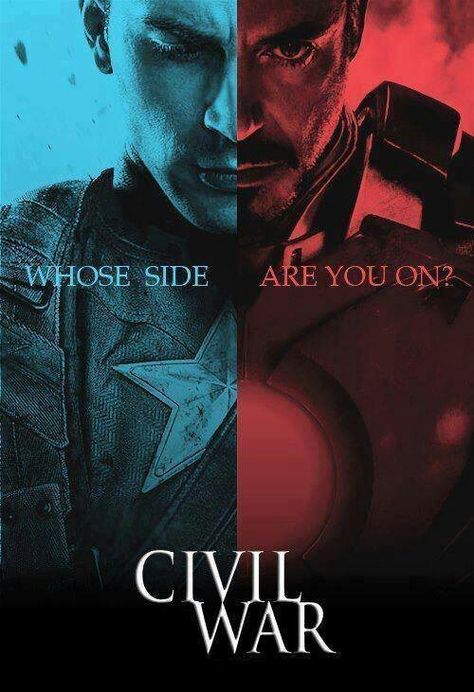 Whose side? Civil Wars Avengers, Captain America And Iron Man, Avengers Poster, Robert Downey Jr., Civil Wars, Univers Marvel, Septième Art, I Love Cinema, Captain America Civil