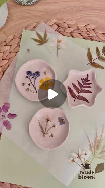 Diy Air Dry Clay, Spring Crafts For Kids, Pinch Pots, Clay Flowers, Nature Crafts, Dry Clay, Pressed Flower, Air Dry Clay, Craft Activities