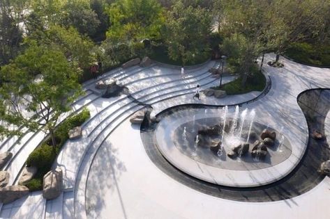 Waterscape Design, Fountain Park, Water Fountain Design, Landscape Stairs, Landscape Architecture Plan, Landscape And Urbanism Architecture, Water Architecture, Modern Fountain, Urban Landscape Design