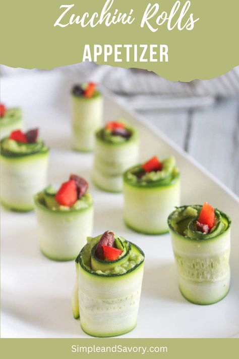 Party Snacks For Adults, Zucchini Roll Ups, Zucchini Roll, Snacks For Adults, Pool Party Snacks, Creamy Guacamole, Zucchini Rolls, Delicious Appetizer Recipes, Low Carb Appetizers