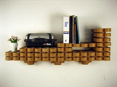 Creative Cardboard Furniture Ideas Cardboard Tube Crafts, Carton Diy, Cardboard Recycling, Paper Furniture, Cardboard Sculpture, Wall Shelves Design, Cardboard Art, Diy Cardboard Furniture, Cardboard Paper