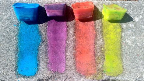 Sensory Sidewalk, Ice Chalk, Sidewalk Chalk Paint, Sidewalk Paint, Ice Painting, Food Activities, Diy Chalk, Sidewalk Art, At Home Diy