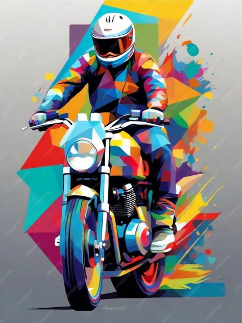 Premium Vector | Racing motocycle by feko Art Moto, Wpap Art, Illustration Art Kids, Art Outfit, Pop Art Portraits, Crafts With Pictures, Cool Inventions, Printable Image, Cubism