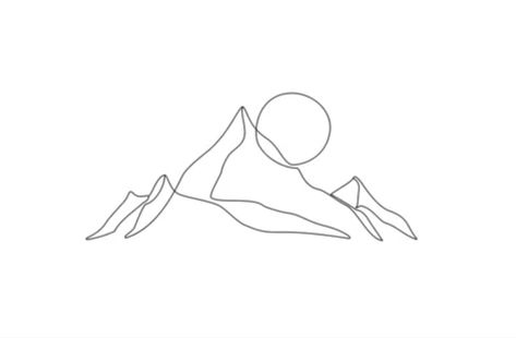 Mountains Outline Tattoo, Mountain Tattoo Family, Fine Line Tattoo Ideas Mountain, Mountain And Snowflake Tattoo, Continuous Line Mountain Tattoo, Minimalist Mountain Tattoo Geometric, Simple Mountain Tattoo Men, K2 Mountain Tattoo, Simple Moutain Tattoos For Women