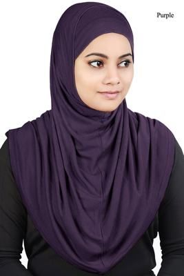 MyBatua purple Two Piece Al-Amira Viscose Jersey Hijab - MyBatua - 2761088 Modern Islamic Clothing, Sherlock Scarf, Al Amira, Under Scarf, Amira Hijab, Cashmere Winter Scarf, Purple Two Piece, Mens Cashmere Scarf, Scarf Bib