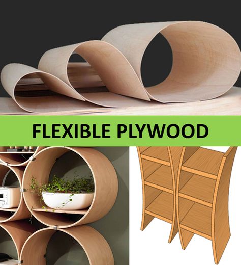 Flexible plywood Flexible plywood is a special type of plywood that can be easily bent without breaking into pieces. This can be very useful for creating any type of furniture that should have curved surfaces.   It is known by several alternative names in different countries. Here are some examples.   1. Bendy ply 2. Hatters ply 3. Bender wood 4. Wiggle board 5. Flexi ply   STANDARD SIZES AND THICKNESS OF FLEXIBLE PLYWOOD:   The most common Sizes India - 8' x 4' (2440 x 1220 Bend Plywood Diy, Bendable Plywood, Bent Lamination, Bending Plywood, Flexible Plywood, Plywood Art, Types Of Plywood, Unusual House, Flexible Wood