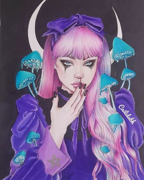 Enys Guerrero, Colouring Heaven, Colouring Inspiration, Pastel Punk, Spooky Stuff, Goth Scene, Scene Emo, Punk Girl, Fantasy Theme