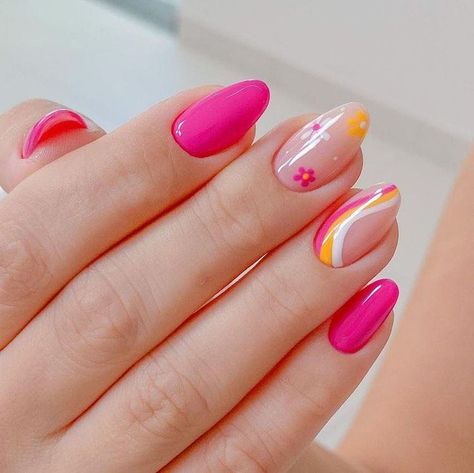 Olivia Nails, Neon Pink Nails, Nails Yellow, February Nails, Simple Gel Nails, Summery Nails, Work Nails, Bright Nails, Neon Nails