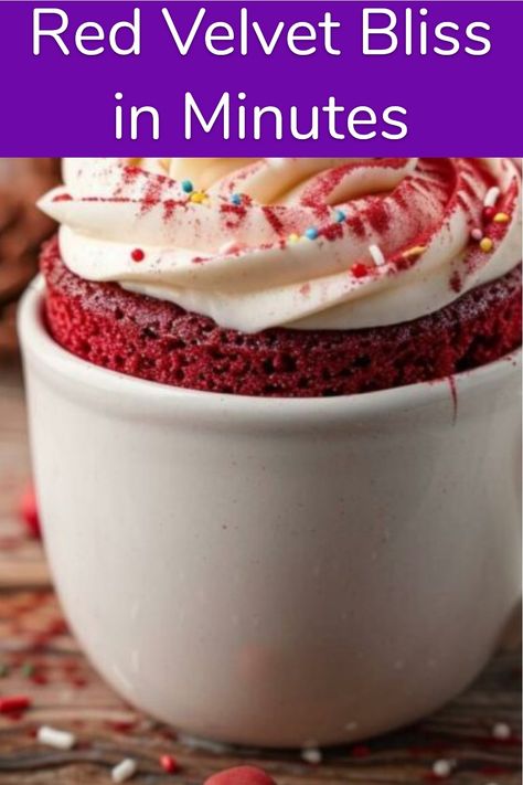 Easy 90-Second Red Velvet Mug Cake Recipe for One Single Serve Cake Recipe, Moist Mug Cake, Red Velvet Mug Cake Recipe, Cake For One Recipe, Red Velvet Mug Cake, Banana Mug Cake, Single Serve Cake, Microwave Dessert, Recipe For One