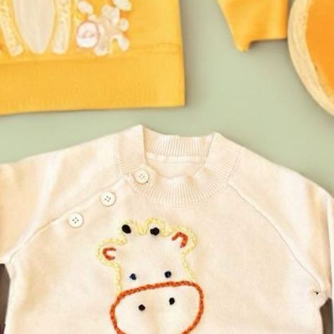 beedy knits on Instagram: "Wrap your little one in some snuggly sweetness with latest hand embroidered giraffe sweater! ✨🦒✨. #beedyknits #embroidery #babysweater #handembroidery" Embroidered Giraffe, Baby Sweaters, Little One, Hand Embroidered, Hand Embroidery, Bee, Embroidery, Knitting, On Instagram