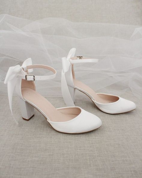 Flower Girls Shoes, Women Wedding Shoes, Split Nails, Bridesmaids Shoes, White Block Heels, Wedding Shoes Low Heel, Flower Girl Shoes, White Wedding Shoes, Prom Heels