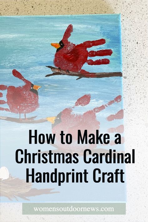 Red Bird Handprint Craft, Handprint Cardinal For Kids, Toddler Handprint Christmas Crafts, Handprint Ornaments Diy, Hand Print Christmas Crafts, Cardinal Handprint Craft, Christmas Handprint Crafts For Kids, Holiday Handprint Crafts, Handprint Christmas Crafts