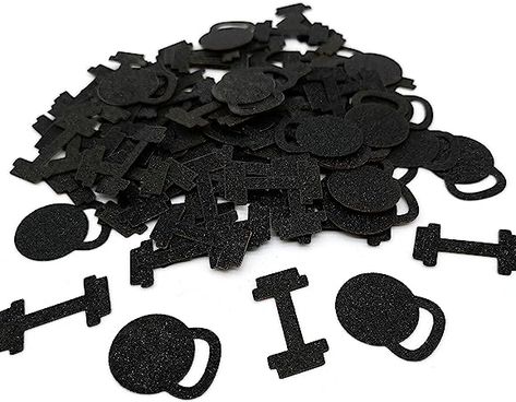 Black Fitness Confetti Dumbbell Party Decor Gym Theme Party Confetti Weightlifting Confetti Athlete Confetti Set of 150 Gym Theme Party, Decorating For Party, Gym Cake, Party Confetti, Silicone Coasters, Black Fitness, Confetti Party, Glitter Cards, Theme Party