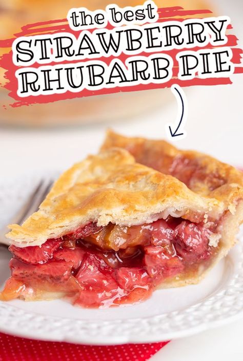 This strawberry rhubarb pie is a family favorite, has a flaky, tender crust, and the filling has the perfect balance of sweet and tart to it. Strawberry Rubarb Pie, Easy Strawberry Rhubarb Pie, Apple Rhubarb Pie, Strawberry Rhubarb Pie Filling, Rhubarb Pie Recipe, Strawberry Rhubarb Recipes, Strawberry Rhubarb Pie Recipe, Rhubarb Recipes Pie, Dessert Pies