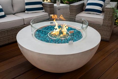 Modern Outdoor Firepit, Outdoor Fire Pit Seating, Concrete Fire Pit, Outdoor Propane Fire Pit, Table Bowl, Backyard Getaway, Outdoor Fire Table, Outdoor Fire Pit Designs, Outdoor Fire Pit Table