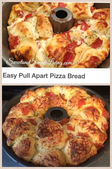 Easy pull apart pizza. Came out fantastic! My son loved it! Apartment Cute, Pizza Monkey Bread, Pull Apart Pizza, Pull Apart Pizza Bread, Pizza Bread Recipe, Pizza Ball, Savory Breads, Baking Breads, Frozen Bread Dough