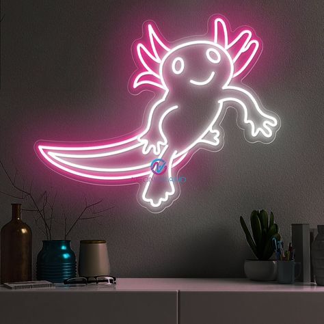 Axolotl Neon Sign Axolotl Lamp Custom Neon Sign Custom Sign Light Cute Axolotl Salamander Neon Sign Pink Axolotl Lover Gifts Axolotl Led ❤️If you want to custom your sign, please feel free to send us your text, font and color or your pictures via Etsy message so we will send a visual of your neon sign for you to check and give you delivery details for approval before you place your order. ❤️Super fast production and shipping - 12 Months warranty - Ready to ship in 3-7 business days - Shipping ti Axolotl Decorations, Axolotl Decor, Cute Salamander, Pink Axolotl, Axolotl Cute, Cute Axolotl, Wedding Neon Sign, Neon Wedding, Sign Lighting