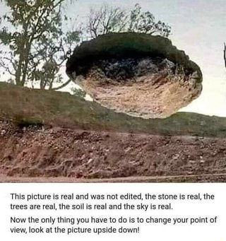 This picture is real and was not edited, the stone is real, the Now the only thing have to do is to change point of view, look at the picture upside down! – popular memes on the site ifunny.co Trippy Stuff, Illusions Art, Cool Illusions, Cool Optical Illusions, Optical Illusions Art, Mind Tricks, Random Memes, Optical Illusions, Mind Blown