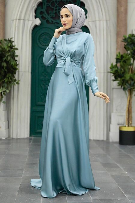 Islamic Dress For Women Wedding, Bridesmaid Dresses Hijab Weddings, Blue Modest Dress, Urban Modesty, Blue Hijab Dress, Dress Hijab Bridesmaid, Eid Hijab, Hijab Bridesmaid, Hijab Prom Dress